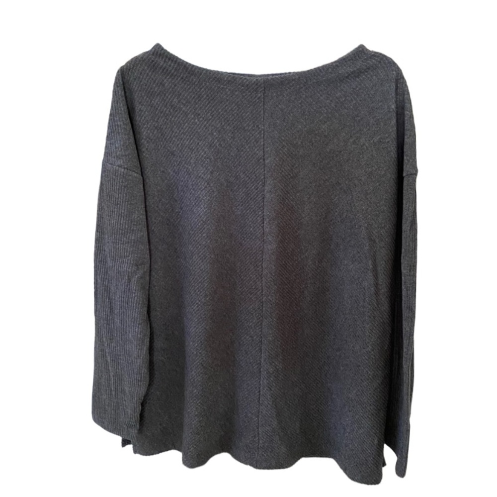 Ava & Viv Oversized Ribbed Grey Long Sleeve Crew Neck Sweater Women's Size 1X